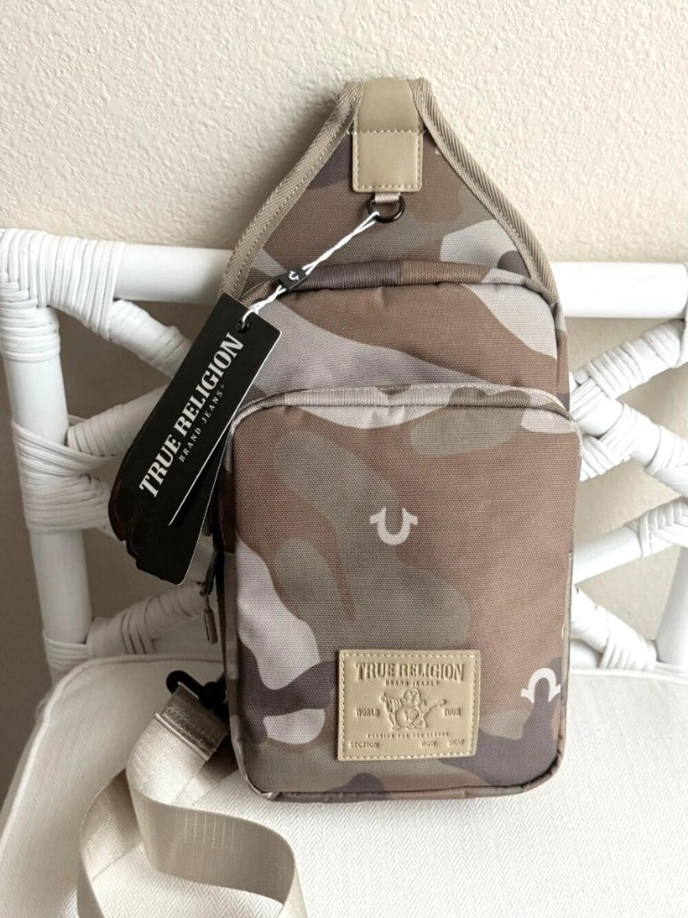 True Religion Pippen Max Men's Camo Sling Bag Crossbody Travel Pack NWT